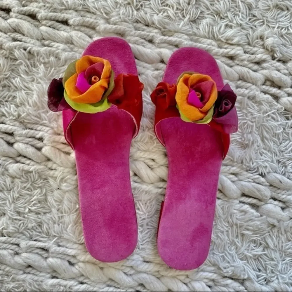 NWT Handmade Jewel-Tone Floral Flats - Sz 7.5/ 8